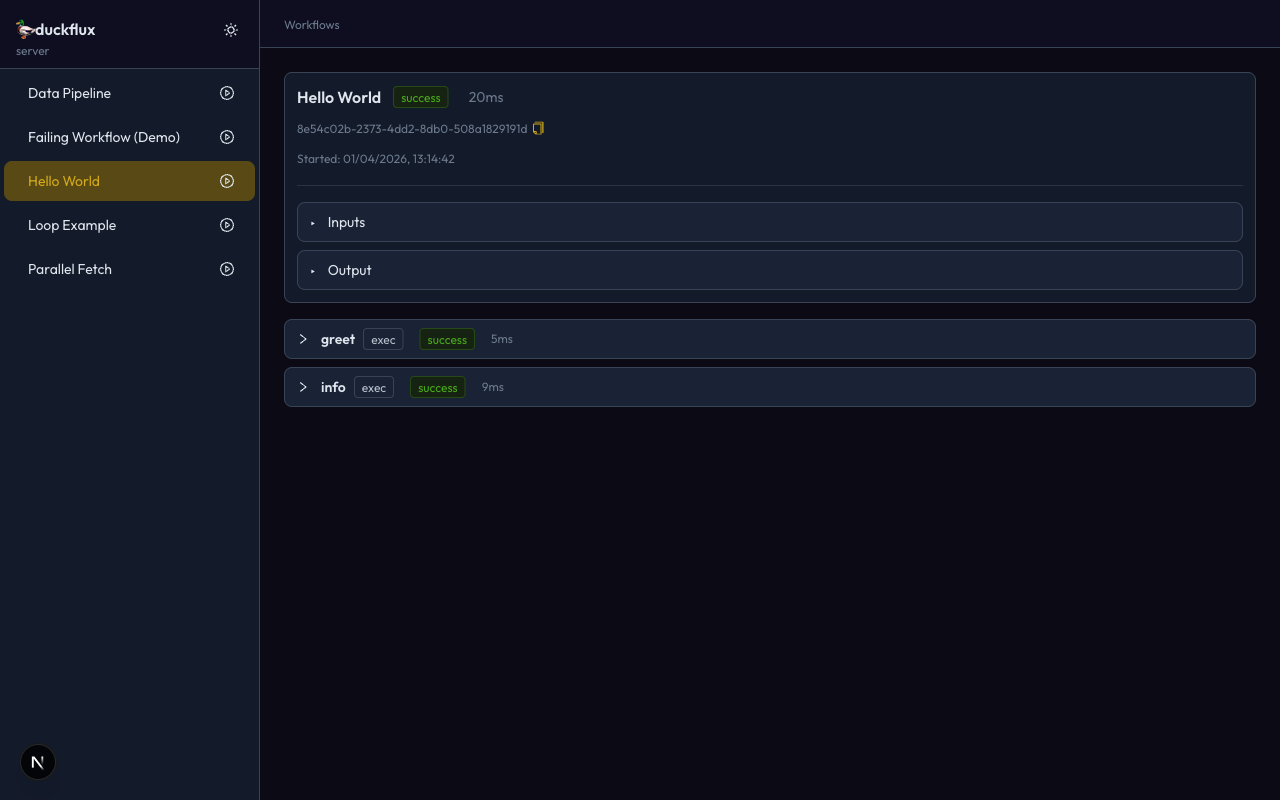 duckflux web server — trace viewer